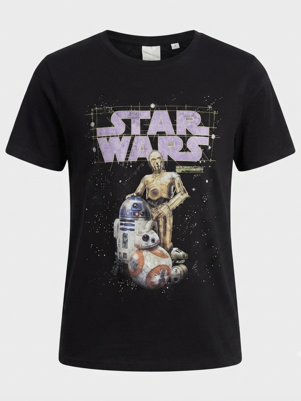 H&M Black Star Wars T-Shirt with C-3PO, R2-D2 & BB-8 Graphic Size S Unisex
